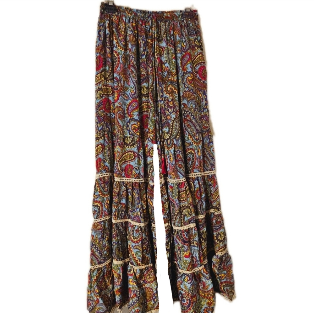 Boho Paisley Wide-Leg Pants